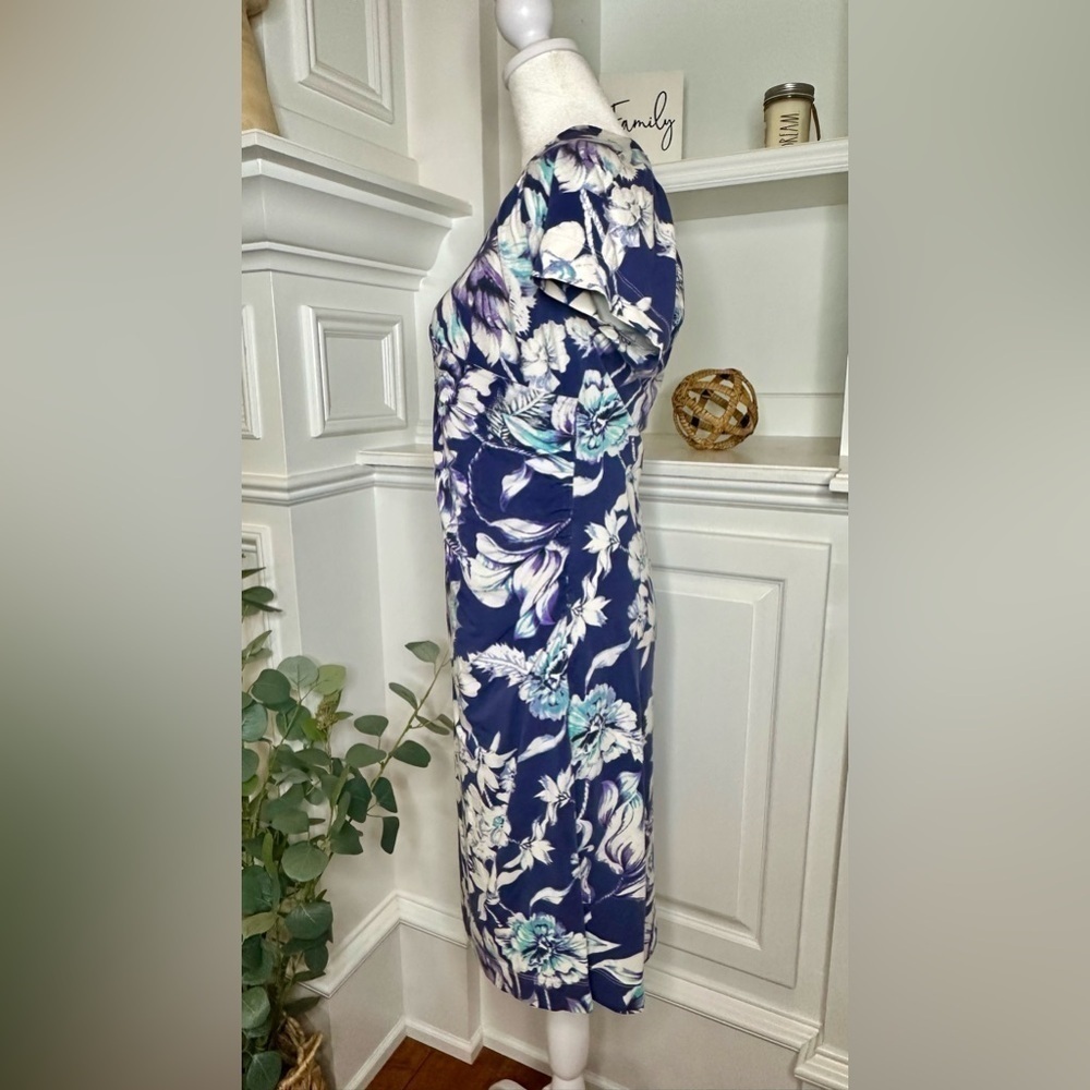 Soft Surroundings Shapley Anywhere Floral Faux Wrap Short Sleeve Dress - Picture 3 of 9